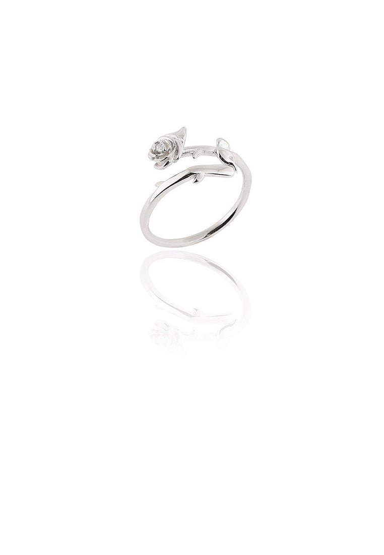 925 Sterling Silver Fashion Romantic Rose Adjustable Opening Ring