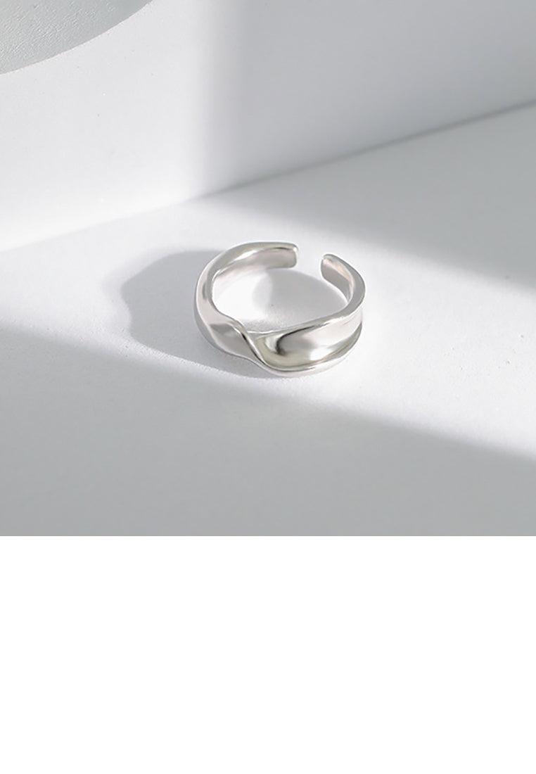 925 Sterling Silver Fashion Simple Button Pattern Geometric Adjustable Open Ring