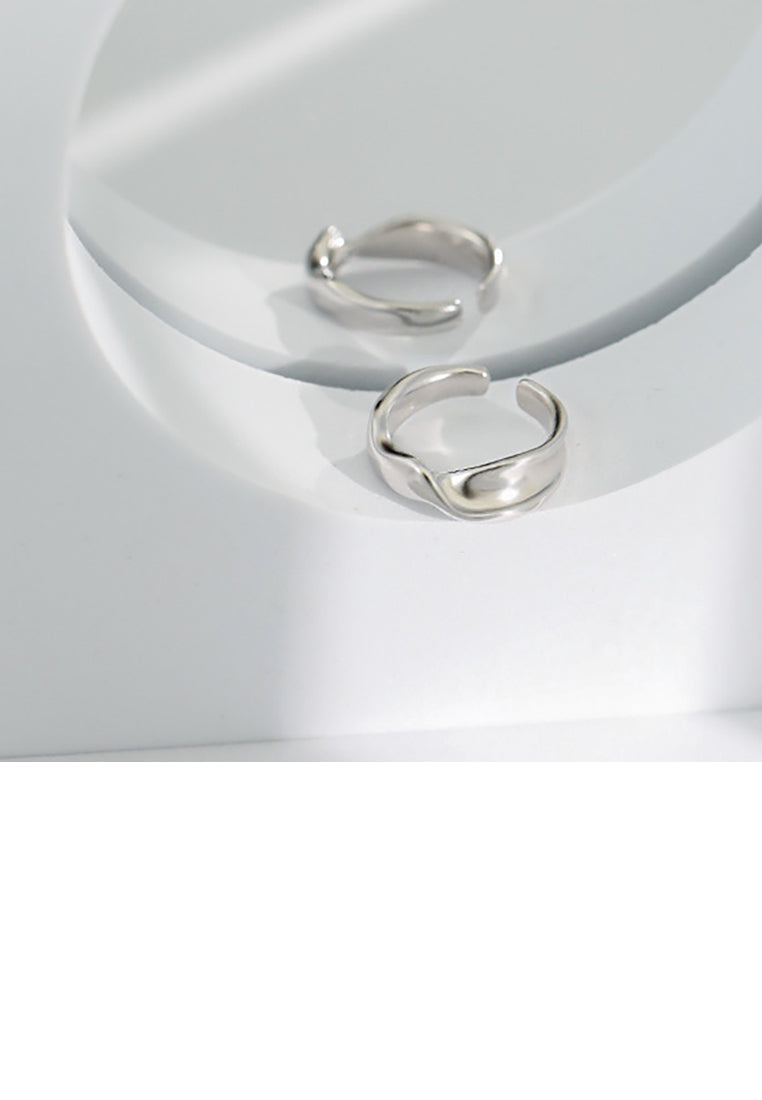 925 Sterling Silver Fashion Simple Button Pattern Geometric Adjustable Open Ring