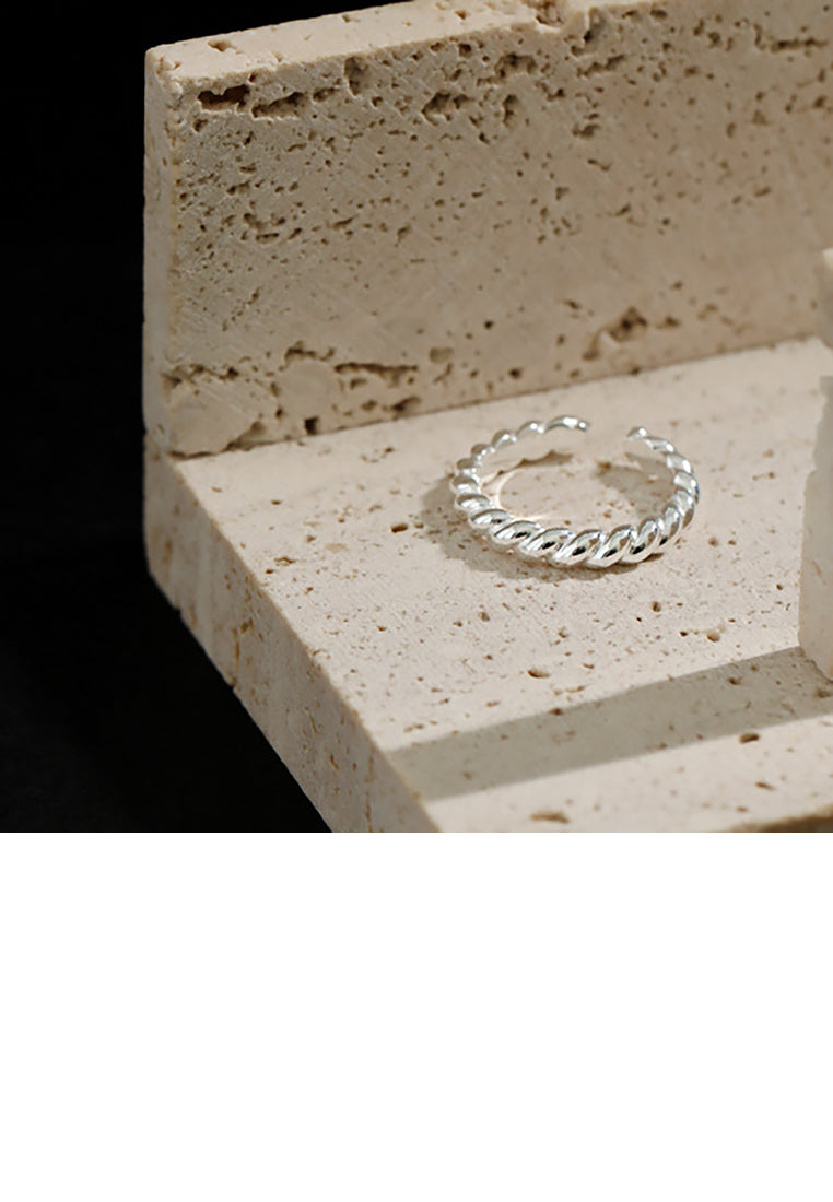 925 Sterling Silver Simple Fashion Twisted Twisted Geometric Adjustable Open Ring