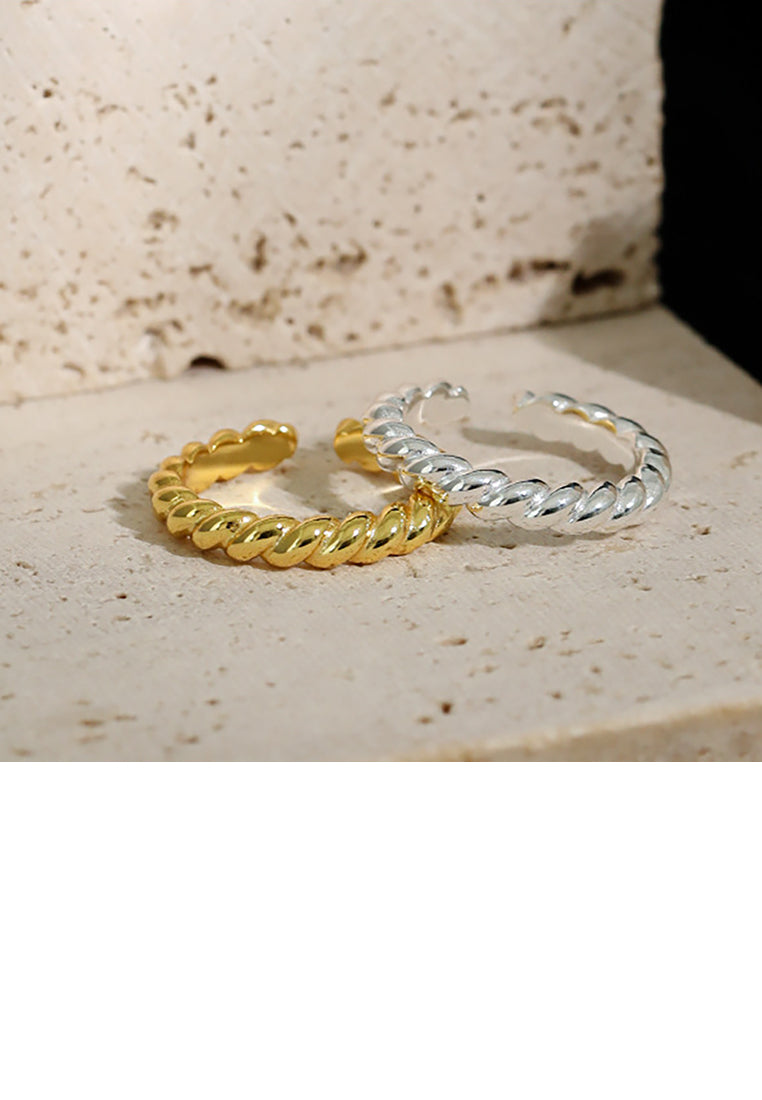 925 Sterling Silver Simple Fashion Twisted Twisted Geometric Adjustable Open Ring