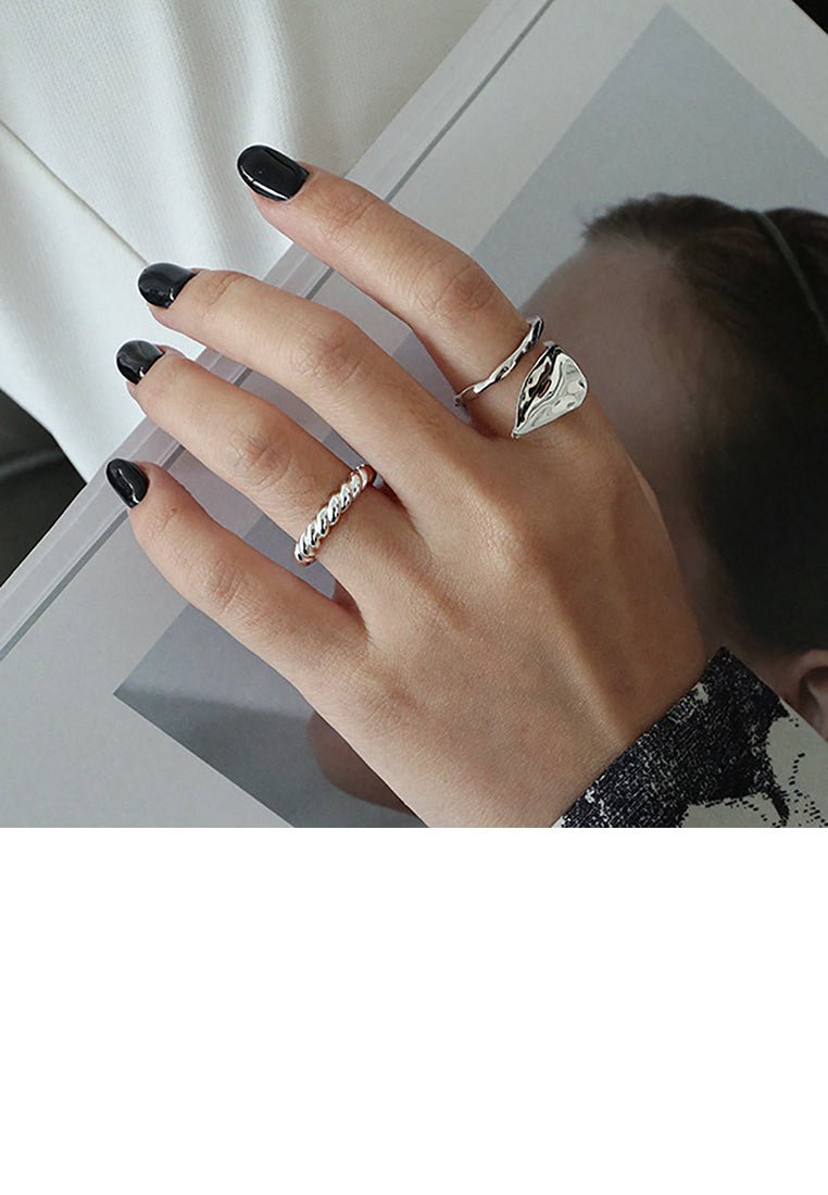 925 Sterling Silver Simple Fashion Twisted Twisted Geometric Adjustable Open Ring