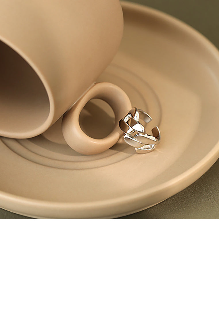 925 Sterling Silver Fashion Personality Thick Chain Geometric Adjustable Open Ring