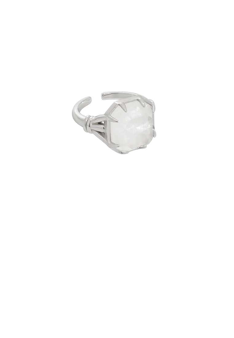 925 Sterling Silver Simple Fashion Geometric Square Cubic Zirconia Adjustable Open Ring - Luxurious Look