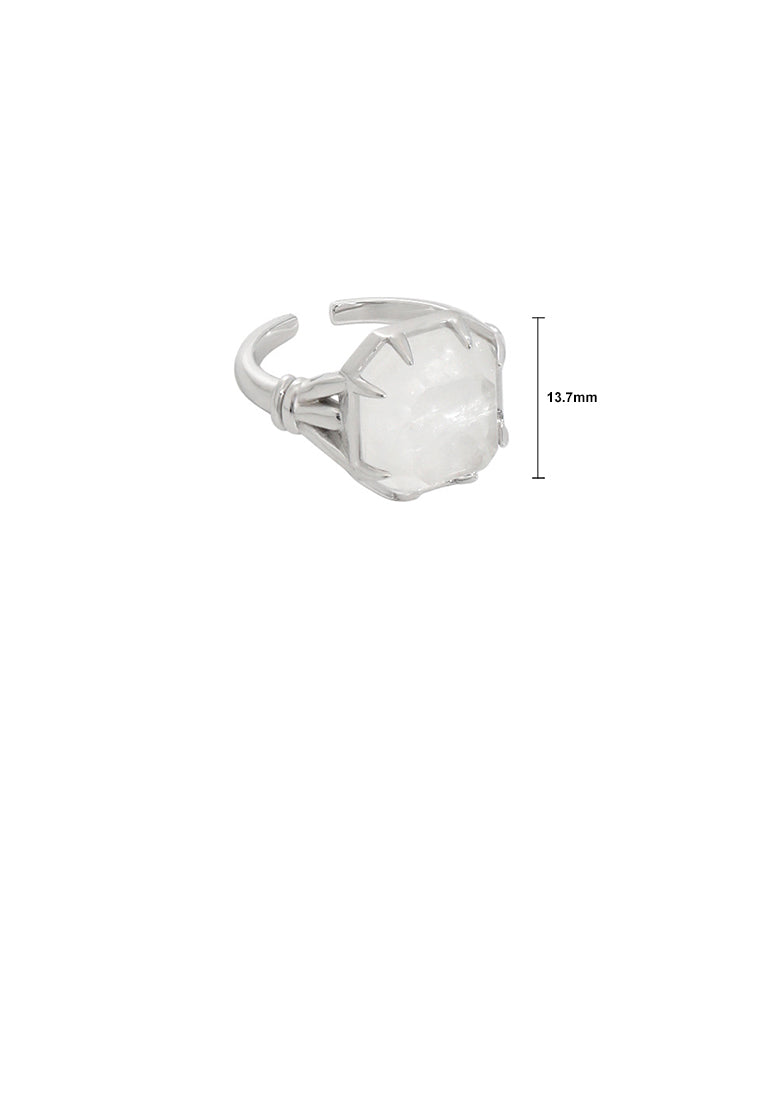 925 Sterling Silver Simple Fashion Geometric Square Cubic Zirconia Adjustable Open Ring - Luxurious Look