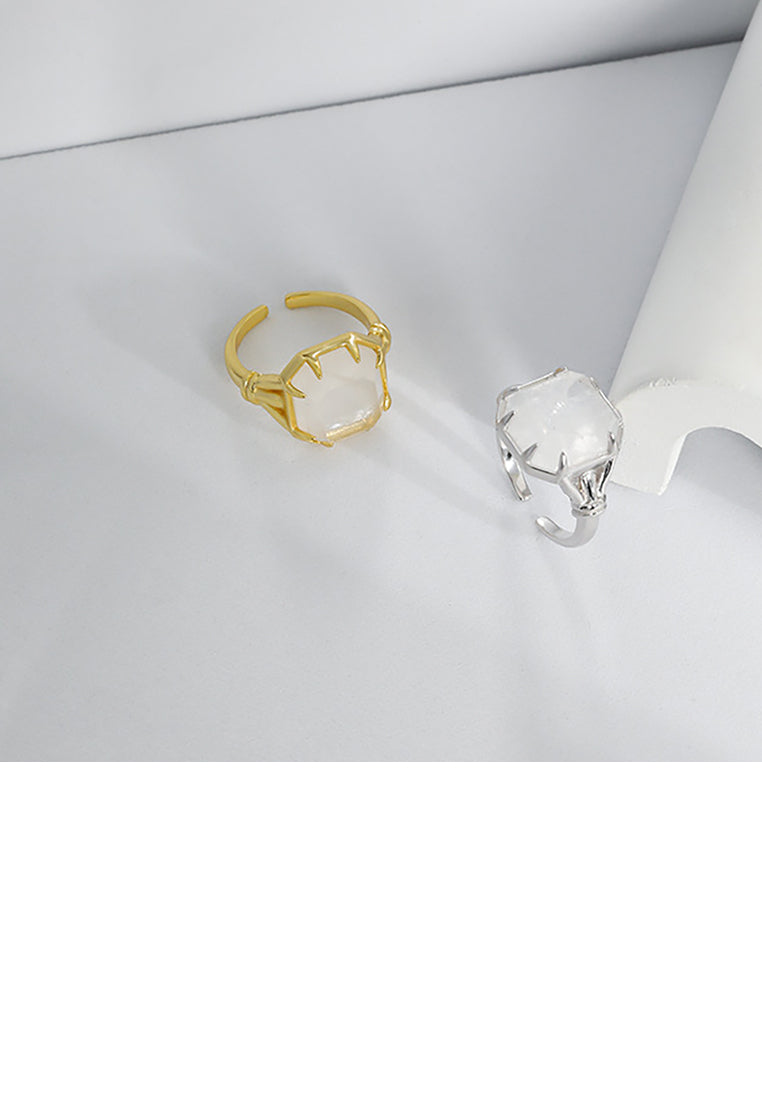 925 Sterling Silver Simple Fashion Geometric Square Cubic Zirconia Adjustable Open Ring - Luxurious Look