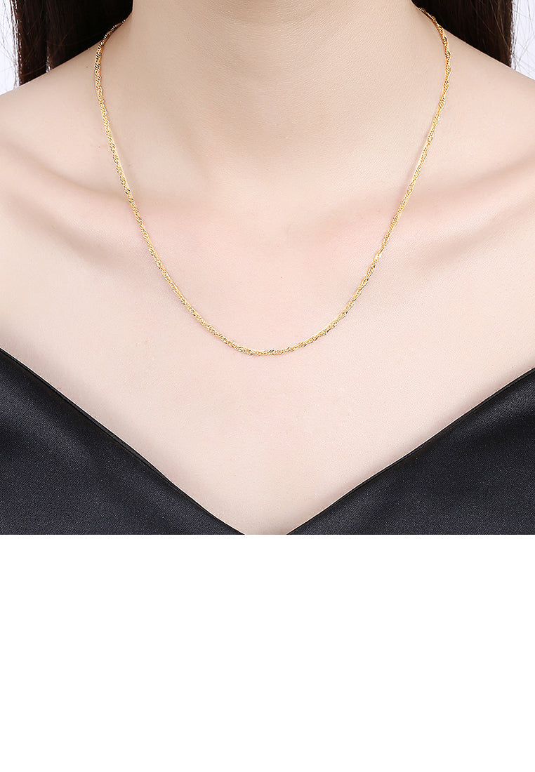 Fashion Simple Plated Gold Water Wave Necklace