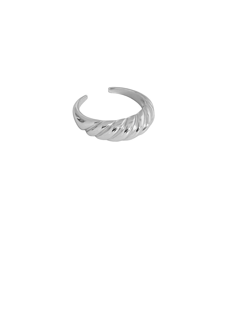 925 Sterling Silver Fashion Simple Twill Geometric Adjustable Open Ring