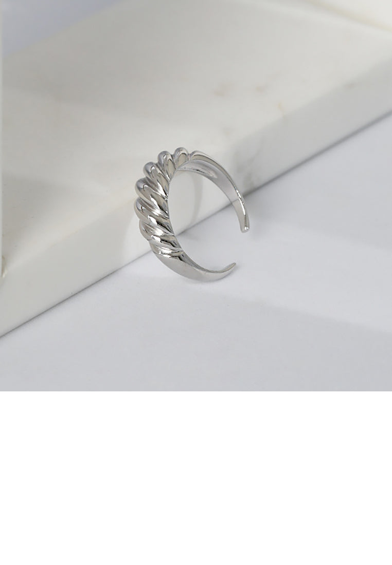 925 Sterling Silver Fashion Simple Twill Geometric Adjustable Open Ring