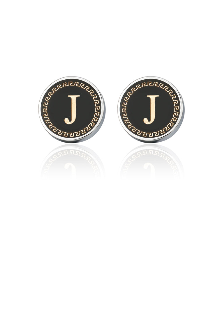 Fashion and Simple Golden Alphabet J Geometric Round Cufflinks