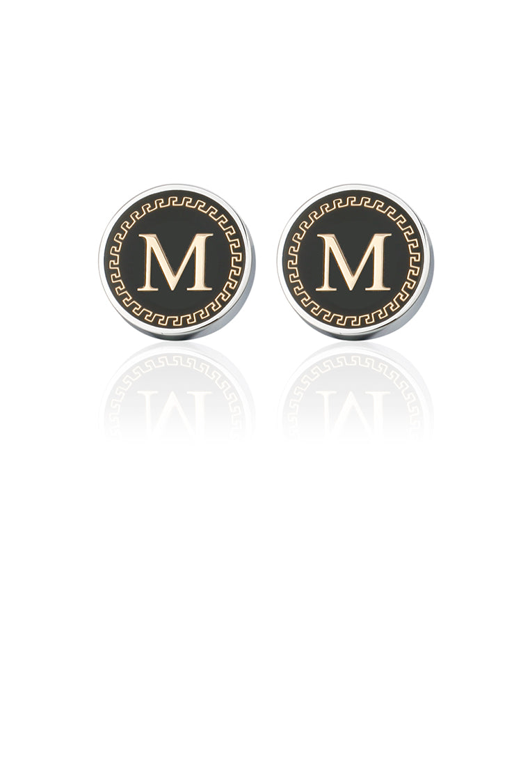 Fashion Personalized Alphabet M Geometric Round Cufflinks