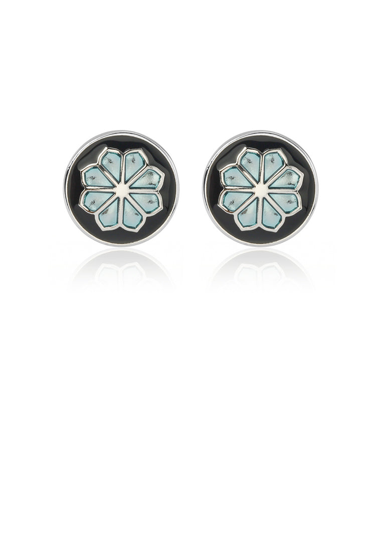 Fashion and Simple Blue Snowflake Geometric Round Cufflinks