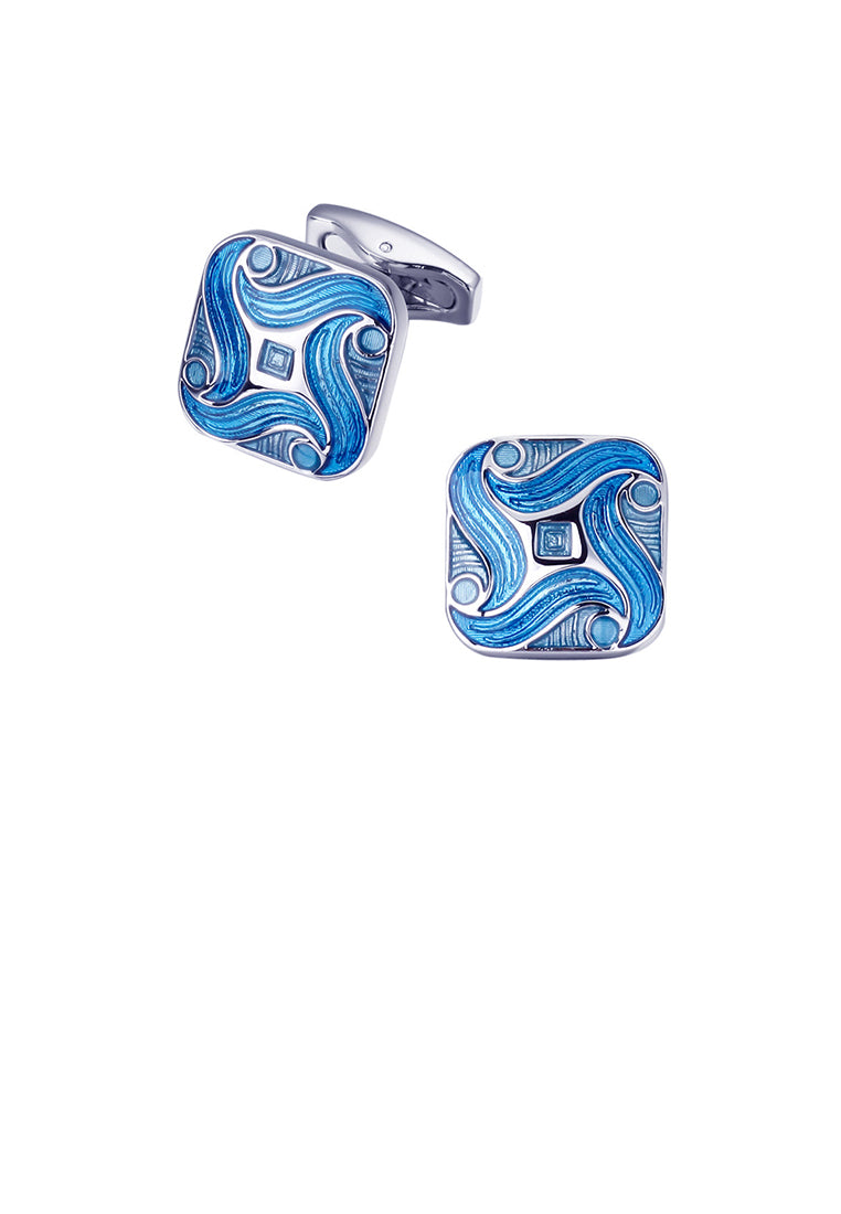 Fashion and Temperament Blue Pattern Geometric Square Cufflinks