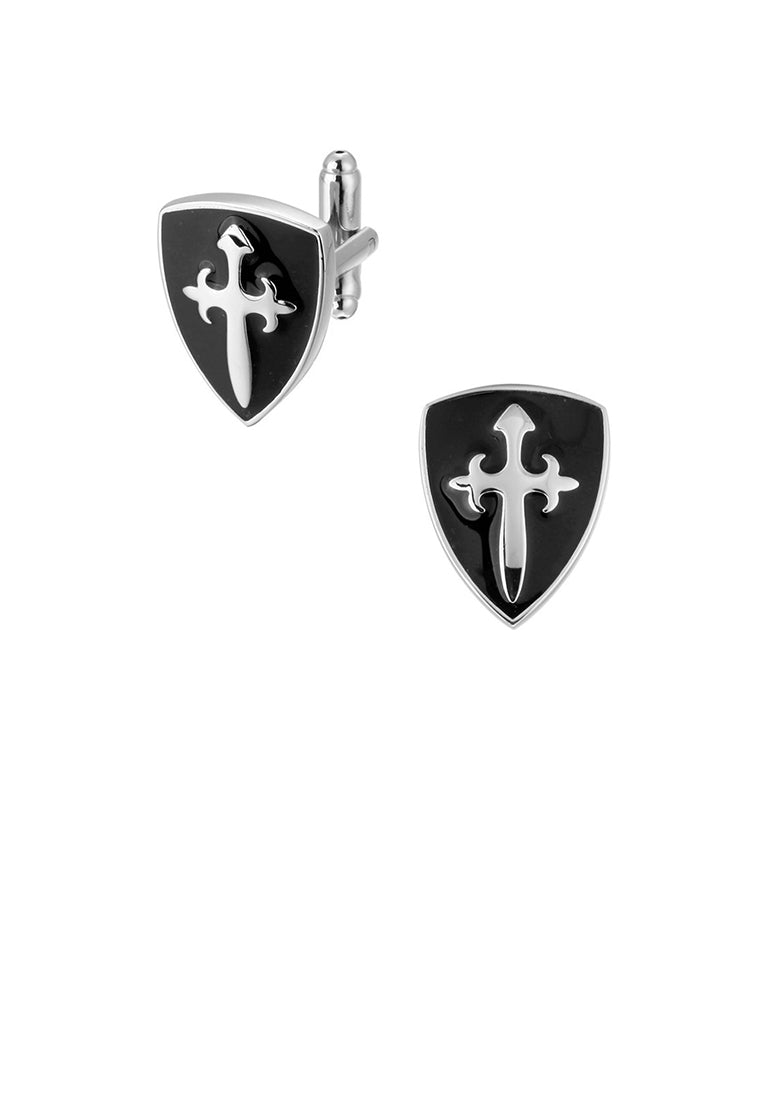 Fashion Temperament Enamel Black Shield Cufflinks