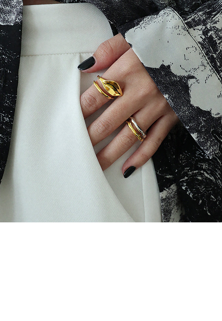 925 Sterling Silver Simple Fashion Irregular Geometric Adjustable Opening Ring