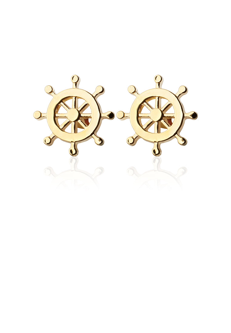 Fashion and Simple Plated Gold Rudder Cufflinks