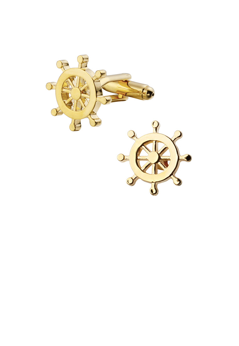 Fashion and Simple Plated Gold Rudder Cufflinks