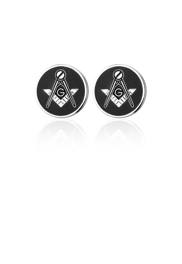 Fashion Simple Icon Black Geometric Round Cufflinks