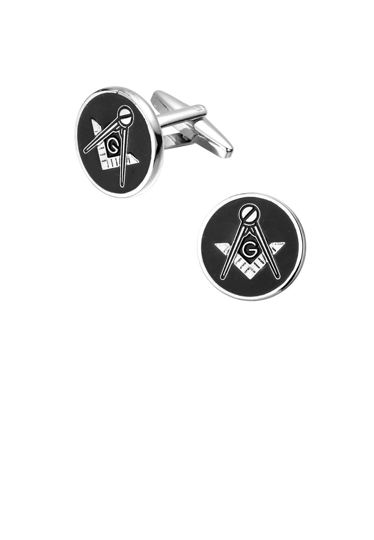 Fashion Simple Icon Black Geometric Round Cufflinks