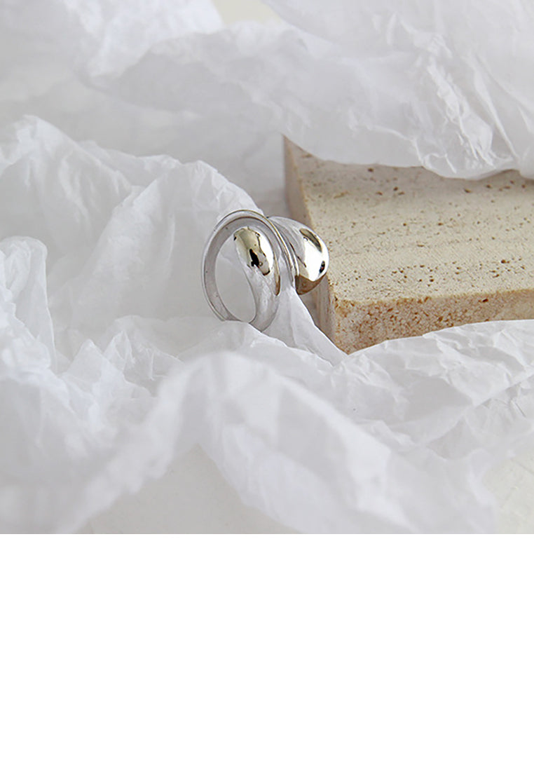 925 Sterling Silver Fashion Personality Geometric Glossy Adjustable Open Ring