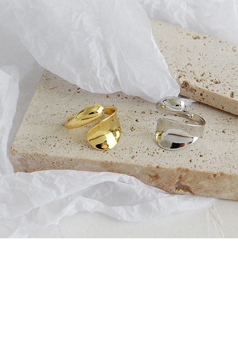 925 Sterling Silver Fashion Personality Geometric Glossy Adjustable Open Ring