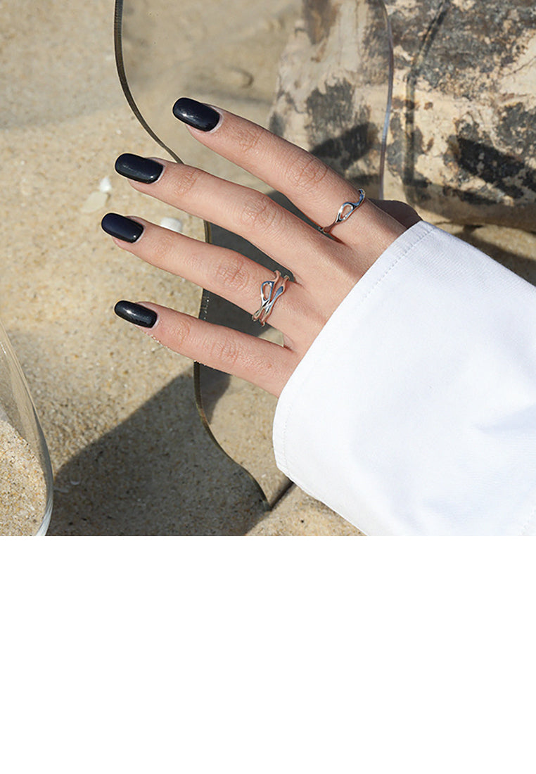 925 Sterling Silver Simple Temperament Hollow Irregular Geometric Adjustable Opening Ring