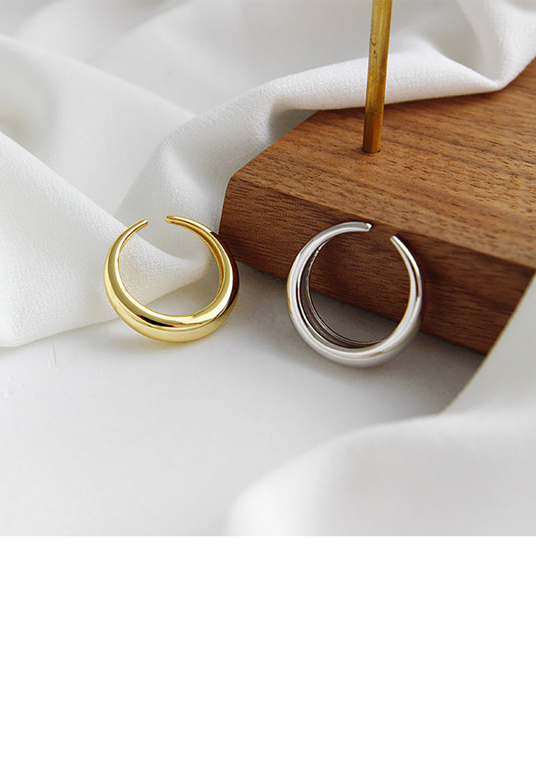 925 Sterling Silver Plated Gold Fashion Simple Geometric Adjustable Open Ring