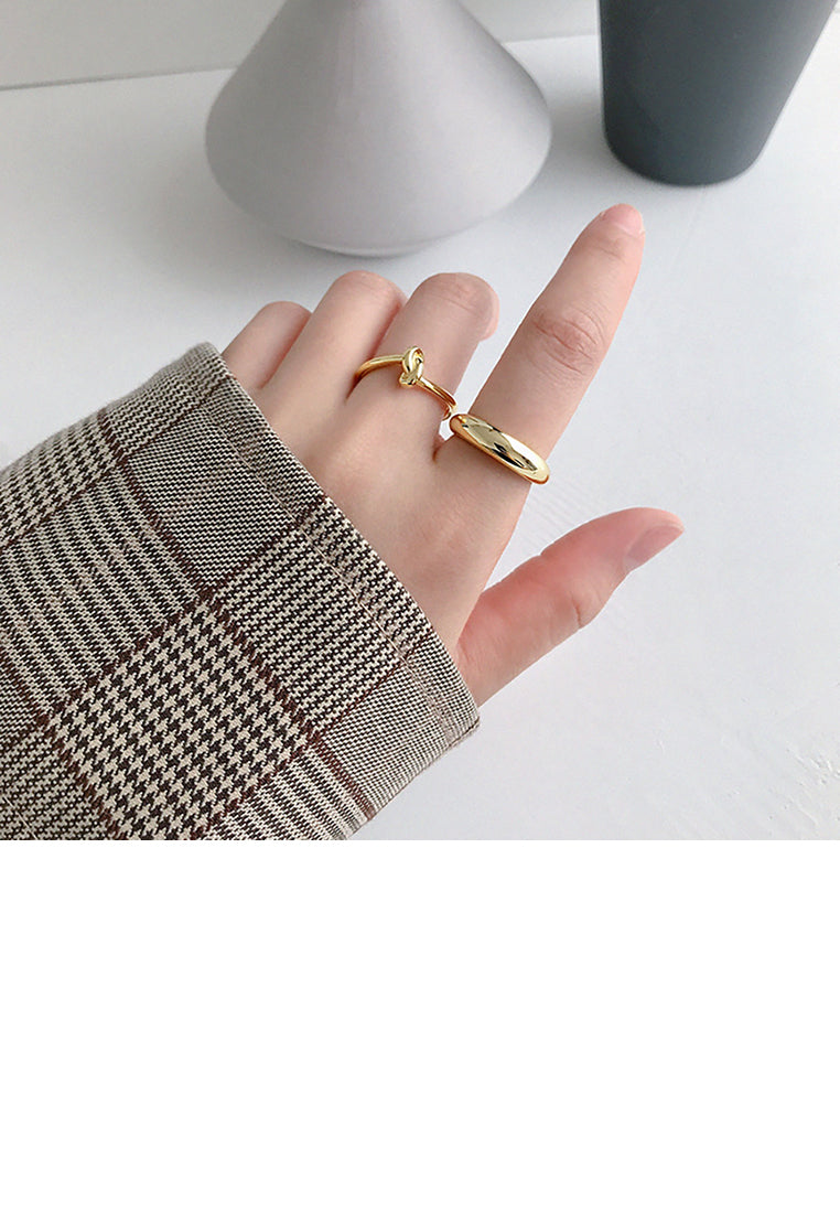925 Sterling Silver Plated Gold Fashion Simple Geometric Adjustable Open Ring