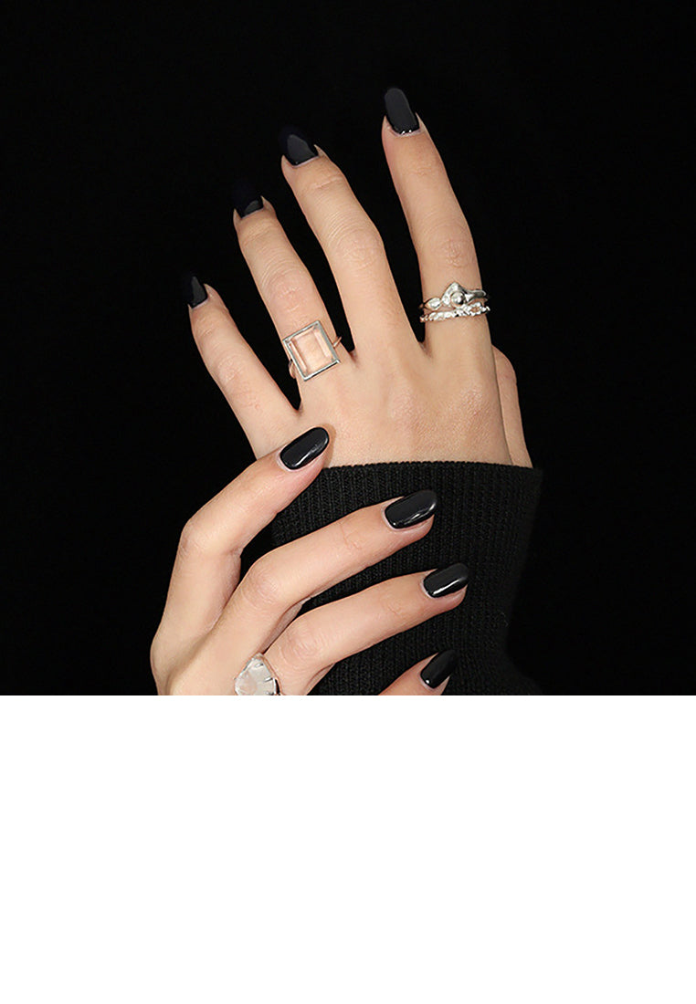 925 Sterling Silver Fashion Temperament Geometric Square Crystal Adjustable Open Ring