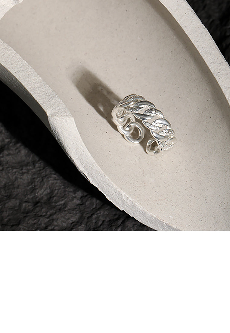925 Sterling Silver Fashion Personality Geometric Chain Adjustable Open Ring