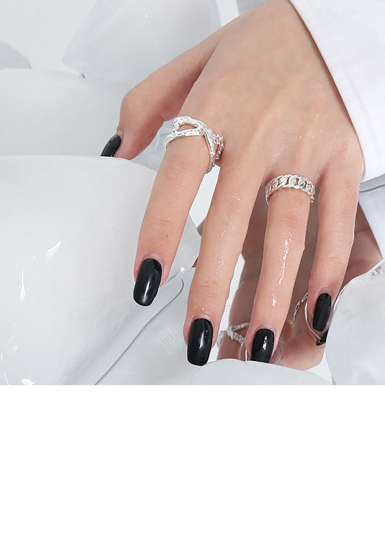 925 Sterling Silver Fashion Personality Geometric Chain Adjustable Open Ring