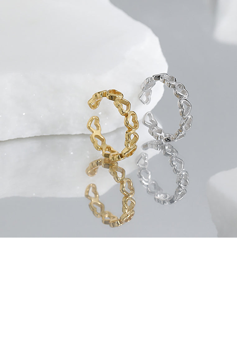 925 Sterling Silver Simple and Fashion Hollow Heart-shaped Adjustable Opening Ring