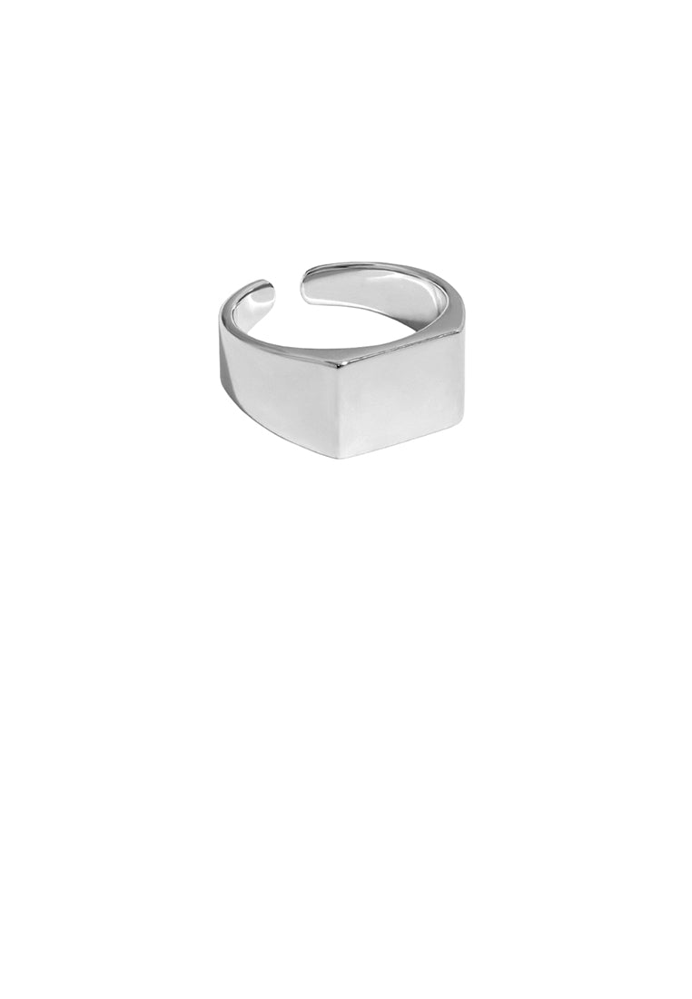 925 Sterling Silver Simple Fashion Geometric Square Adjustable Opening Ring