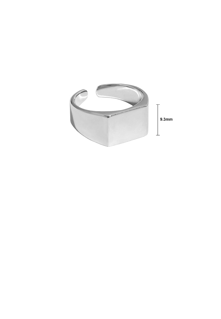 925 Sterling Silver Simple Fashion Geometric Square Adjustable Opening Ring