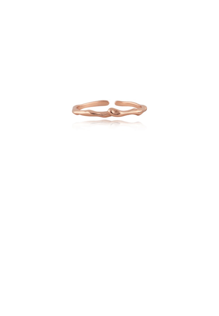 925 Sterling Silver Plated Rose Gold Simple Geometric Line Adjustable Open Ring