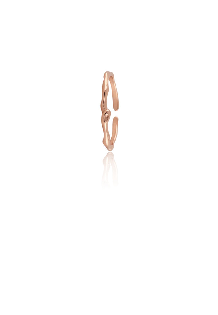 925 Sterling Silver Plated Rose Gold Simple Geometric Line Adjustable Open Ring