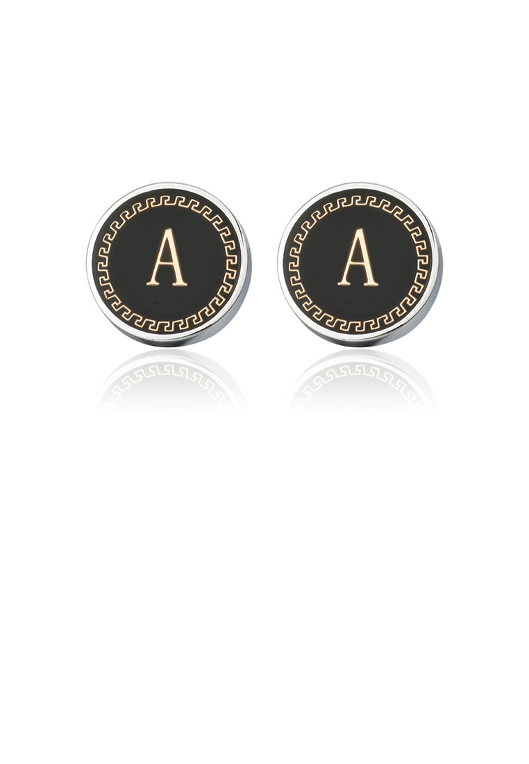 Fashion and Simple Golden Alphabet A Geometric Round Cufflinks