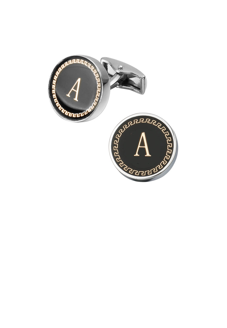 Fashion and Simple Golden Alphabet A Geometric Round Cufflinks