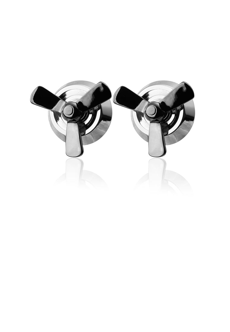 Fashion Personality Black Propeller Geometric Cufflinks