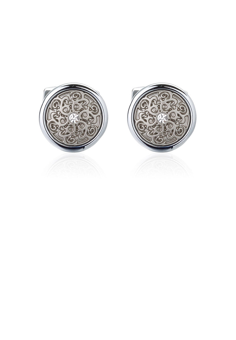 Fashion Vintage Pattern Geometric Round Cufflinks with Cubic Zirconia - Luxurious Look