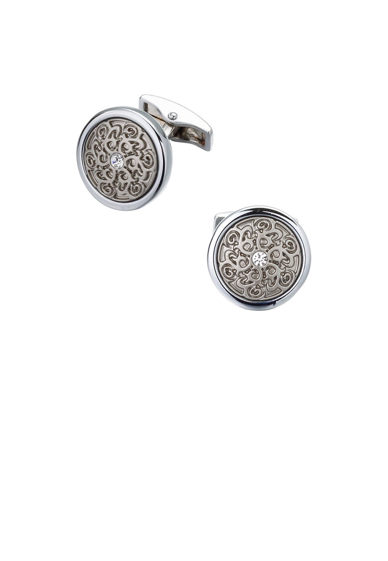 Fashion Vintage Pattern Geometric Round Cufflinks with Cubic Zirconia - Luxurious Look