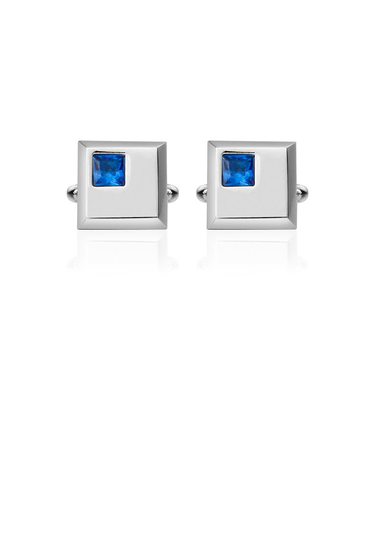 Simple and Fashion Geometric Square Cufflinks with Blue Cubic Zirconia - Luxurious Look