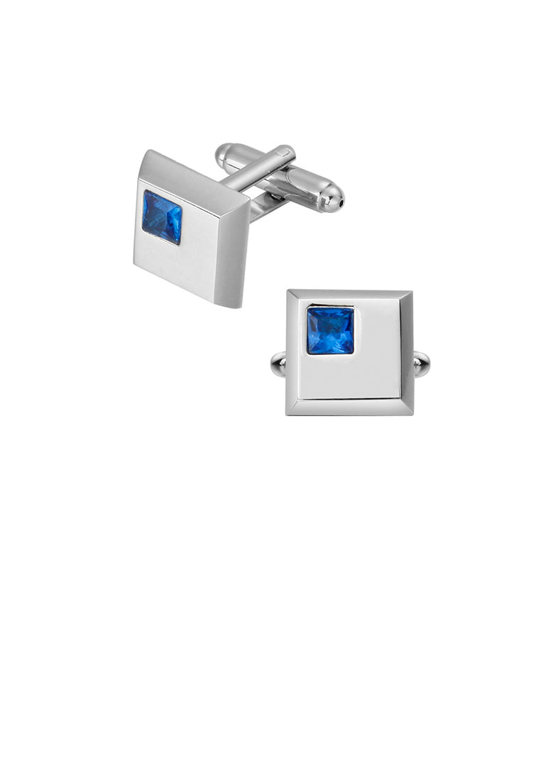 Simple and Fashion Geometric Square Cufflinks with Blue Cubic Zirconia - Luxurious Look