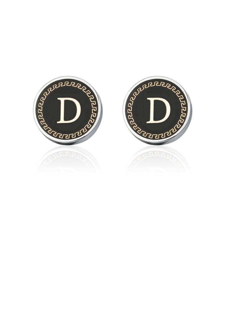 Fashion and Simple Golden Alphabet D Geometric Round Cufflinks