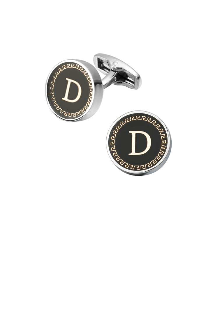 Fashion and Simple Golden Alphabet D Geometric Round Cufflinks