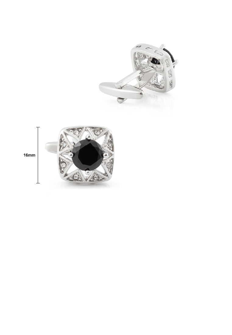 Fashion Temperament Hollow Star Black Cubic Zirconia Geometric Square Cufflinks - Luxurious Look