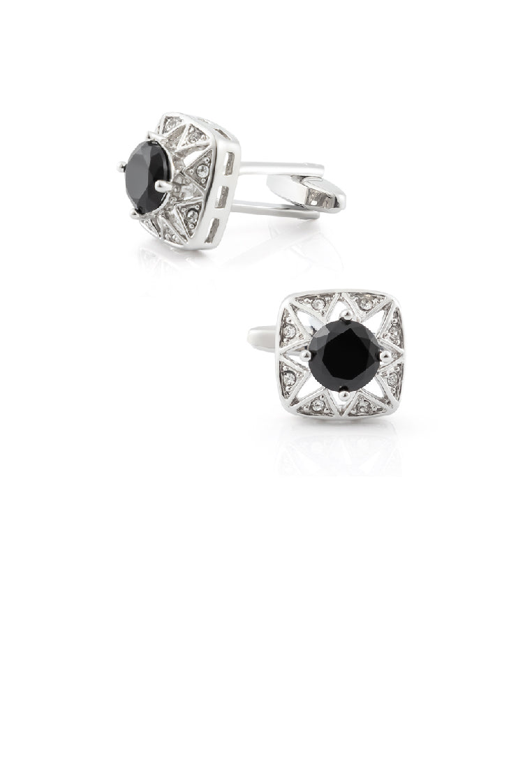Fashion Temperament Hollow Star Black Cubic Zirconia Geometric Square Cufflinks - Luxurious Look