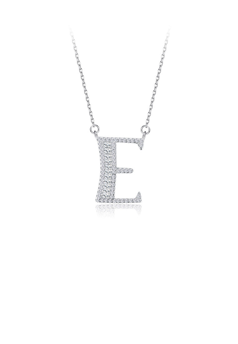 925 Sterling Silver Fashion Personality English Alphabet E Cubic Zircon Necklace