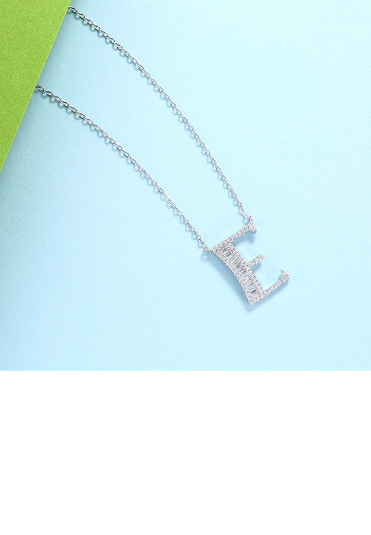925 Sterling Silver Fashion Personality English Alphabet E Cubic Zircon Necklace