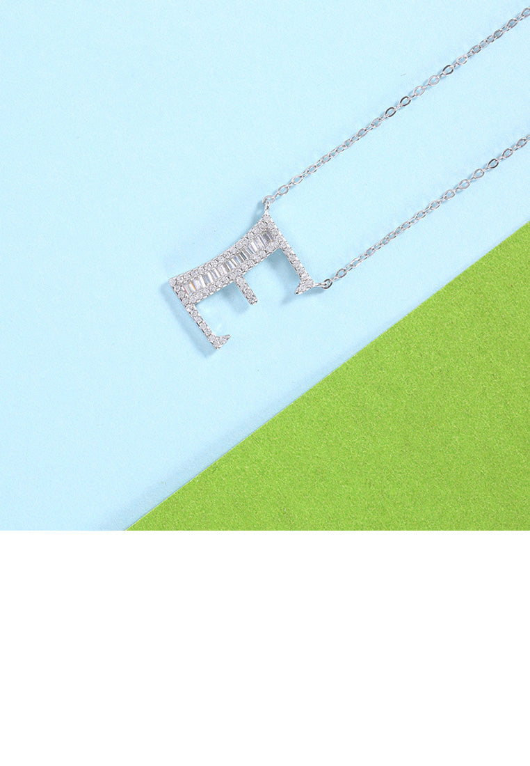 925 Sterling Silver Fashion Personality English Alphabet E Cubic Zircon Necklace